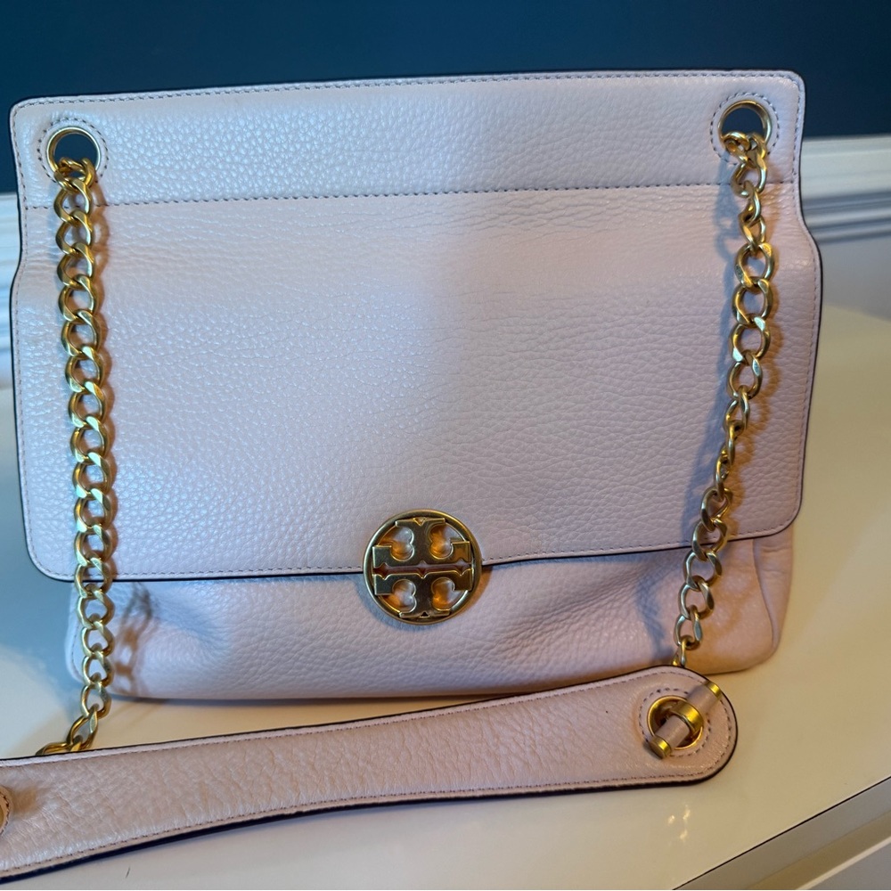 Tory Burch Pink Gold Shoulder Bag with Chain Strap